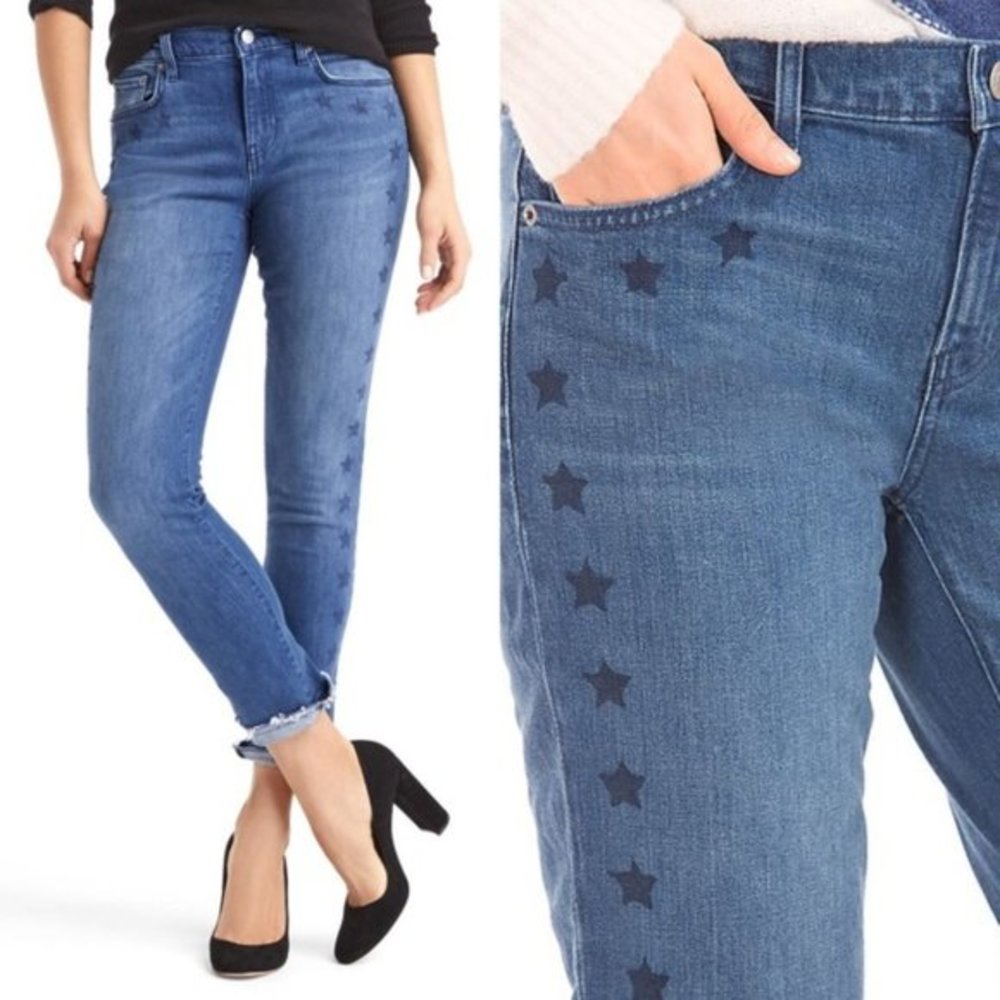 GAP Girlfriend star pink capri jeans 26